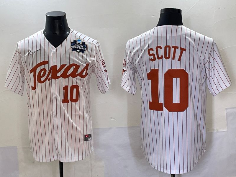 Men Texas Longhorns #10 Scott White stripe Nike joint Name NCAA 2025 Jersey style 11